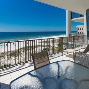 View from the spacious balcony, perfect for relaxing with a morning coffee or evening sunset