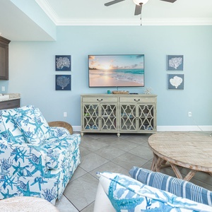 Unwind on the sofa with a queen sleeper, streaming your favorite shows while enjoying the refreshing coastal breeze