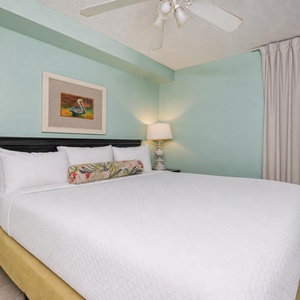 A soothing king suite welcomes you with a plush bed and peaceful lighting for restful nights
