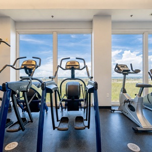 Work out with a view as you look out toward the sparkling Gulf while staying on track with your fitness routine