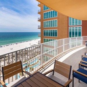 Lounge on the balcony overlooking the refreshing pool and beach area and nap with the sound of waves and seagulls