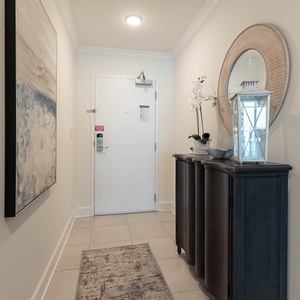Step into the foyer and admire the coastal accents as you set out on an adventurous beach day