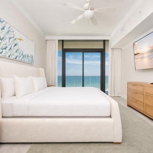 Relax in the king master suite surrounded by fluffy pillows and wake up to the sound of gentle waves