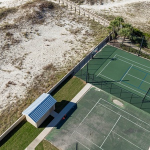 Enjoy a game of tennis or basketball on the courts, just steps away from your relaxing retreat