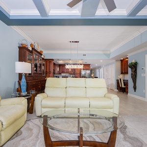 Unwind in the plush seating, sharing stories as the coastal ambiance envelops you in comfort and relaxation
