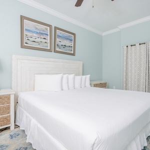 Enjoy restful nights in this king master suite with cozy bedding and drift off into a peaceful slumber