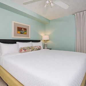A soothing king suite welcomes you with a plush bed and peaceful lighting for restful nights