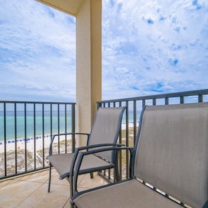 Plenty of seating on this tiled balcony for everyone