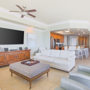 Sink into the plush seating as you enjoy family movie nights on the large TV, surrounded by stylish decor