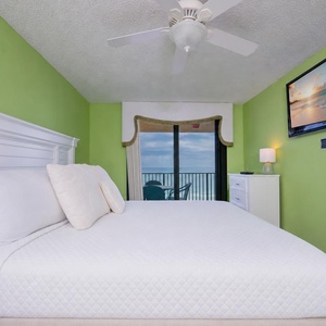 Nestle into the plush king bed, and feel the calming beach vibes envelop you as you drift into restful slumber