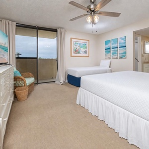 Unwind while streaming shows on the TV in this cozy master suite with a king and a twin bed