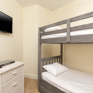 Perfect for a family getaway, the bunk room with two twins will make for a peaceful retreat