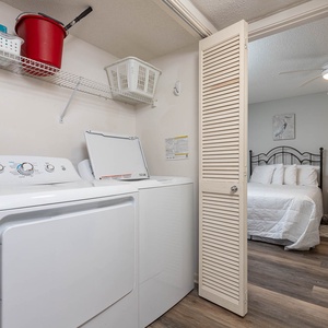 Discover the convenience of your laundry area with a washer and dryer to refresh your beach attire during your stay
