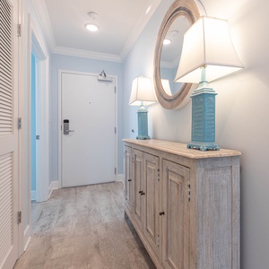 Welcoming entryway to your vacation rental inviting you to explore your beachfront retreat