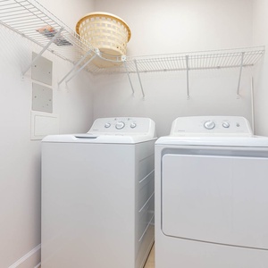 Keep your stay stress-free with an in-unit laundry, making fresh attire a breeze while you unwind