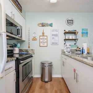 This cheerful kitchen offers the perfect oasis for preparing meals