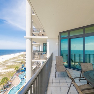 Experience the expansive views from this spacious balcony, perfect for relaxing with friends or family