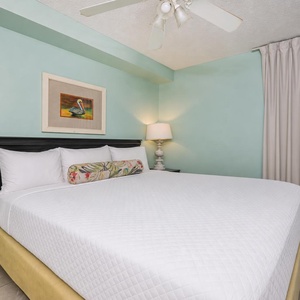 A soothing king suite welcomes you with a plush bed and peaceful lighting for restful nights