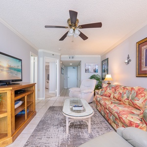 Unwind in the comfy living area, enjoying laughter and good times while streaming your favorite shows on the TV