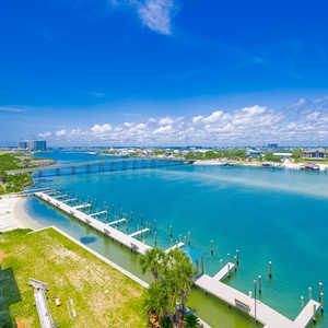 This balcony offers an expansive river view, perfect for relaxing while enjoying the vibrant blue waters below