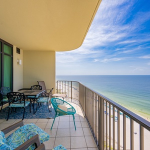 Lounge on your balcony, soaking in the stunning beach views while enjoying the coastal vibe and gentle sounds