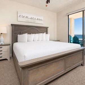 Rest in the king master suite as the calming shore stretches beyond your balcony doors