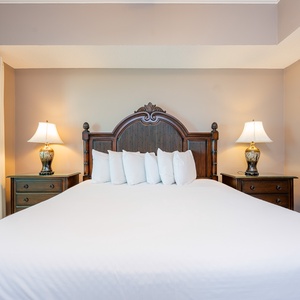 Enjoy restful nights in this king master suite with cozy bedding and drift off into a peaceful slumber