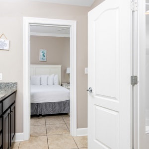 Freshen up in this guest bath in the relaxing shower or soothing tub before an exciting beach day