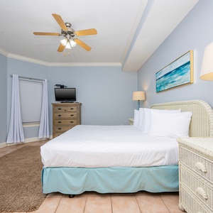 Relax on the cozy king bed in this guest suite and stream your favorite shows after a fun vacation day