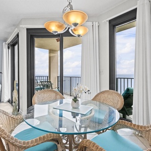 Savor mornings at the glass dining table, where natural light invites joyful conversations and cherished family moments