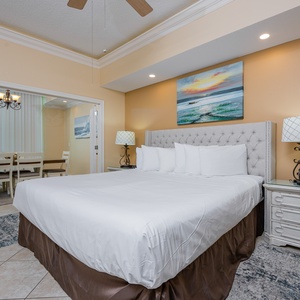 Enjoy restful nights in this king master suite with cozy bedding and drift off into a peaceful slumber
