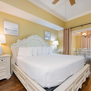 Enjoy restful nights in this king master suite with cozy bedding and drift off into a peaceful slumber