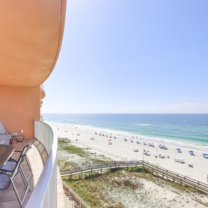 Watch the coastline stretch into the distance and the horizon meet the sky from your balcony while you soak up the sun