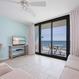 Unwind after a day on the beach with a good movie or stream your favorite show from the cozy sofa
