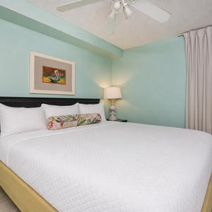 A soothing king suite welcomes you with a plush bed and peaceful lighting for restful nights