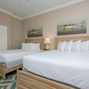 Nestle into the plush queen beds, surrounded by soft linens, for restful nights in this guest suite