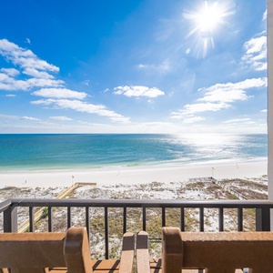 Stunning view from the balcony, where you can relax in the sun and watch the gentle waves below