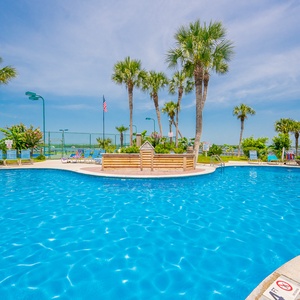 Relax poolside in the comfortable loungers while soaking up the sunshine