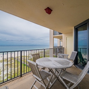 Enjoy your morning coffee while taking in views of the beach and gentle waves from your inviting balcony