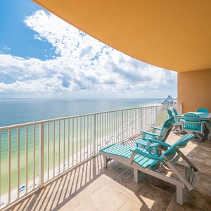 Experience blissful moments on the spacious balcony, savoring fresh breezes and sweeping coastal views