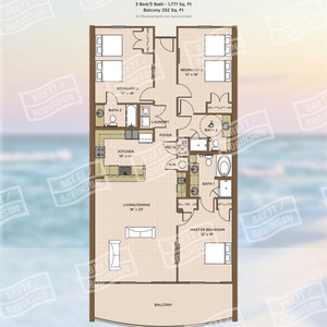 Explore this three bedroom three bath vacation rental with beach balcony access from the master and living area