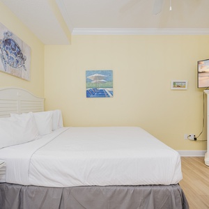 Relax on the cozy queen bed in this guest suite and stream your favorite shows after a fun vacation day