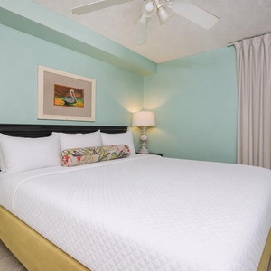 A soothing king suite welcomes you with a plush bed and peaceful lighting for restful nights