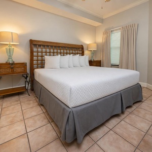 Retreat to the king master suite with cozy bedding after a day of adventure and drift off into a peaceful slumber