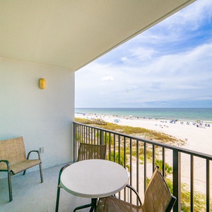 Relax on your beachfront balcony with stunning views of the gulf coast