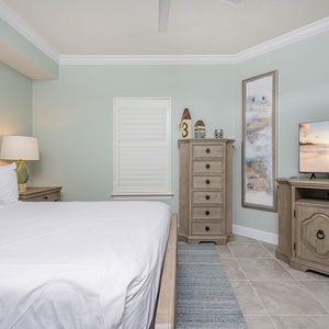 Stream your favorite shows or enjoy a movie in this queen guest suite to unwind after a day of adventure