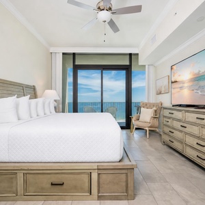Relax in the comfortable king master suite while enjoying the stunning views from the balcony