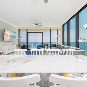 Gather around the elegant dining table for memorable family meals or a fun game night