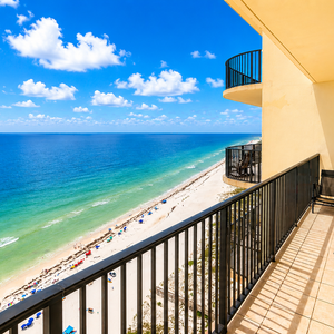 Gentle sounds of rolling surf provide a soothing backdrop as you relax on the balcony above pristine sands