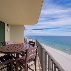 Watch the coastline stretch into the distance and the horizon meet the sky from your balcony while you soak up the sun